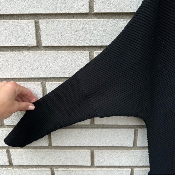 Reiss Black Lara Off-The-Shoulder Ribbed Midi Dress Knit Sweater - Picture 8 of 16